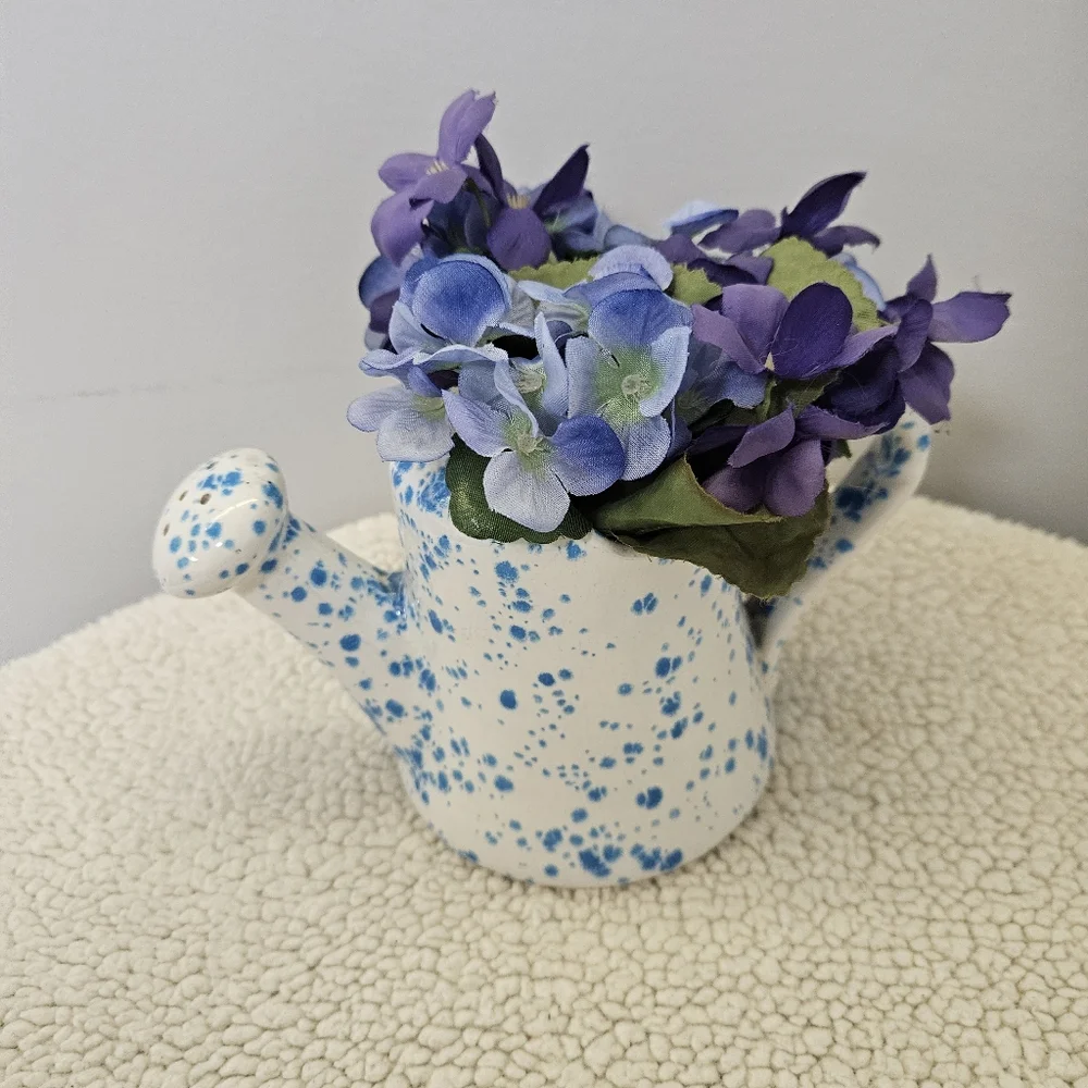 Blue and Purple Floral Ceramic Vase - Picture 9 of 16
